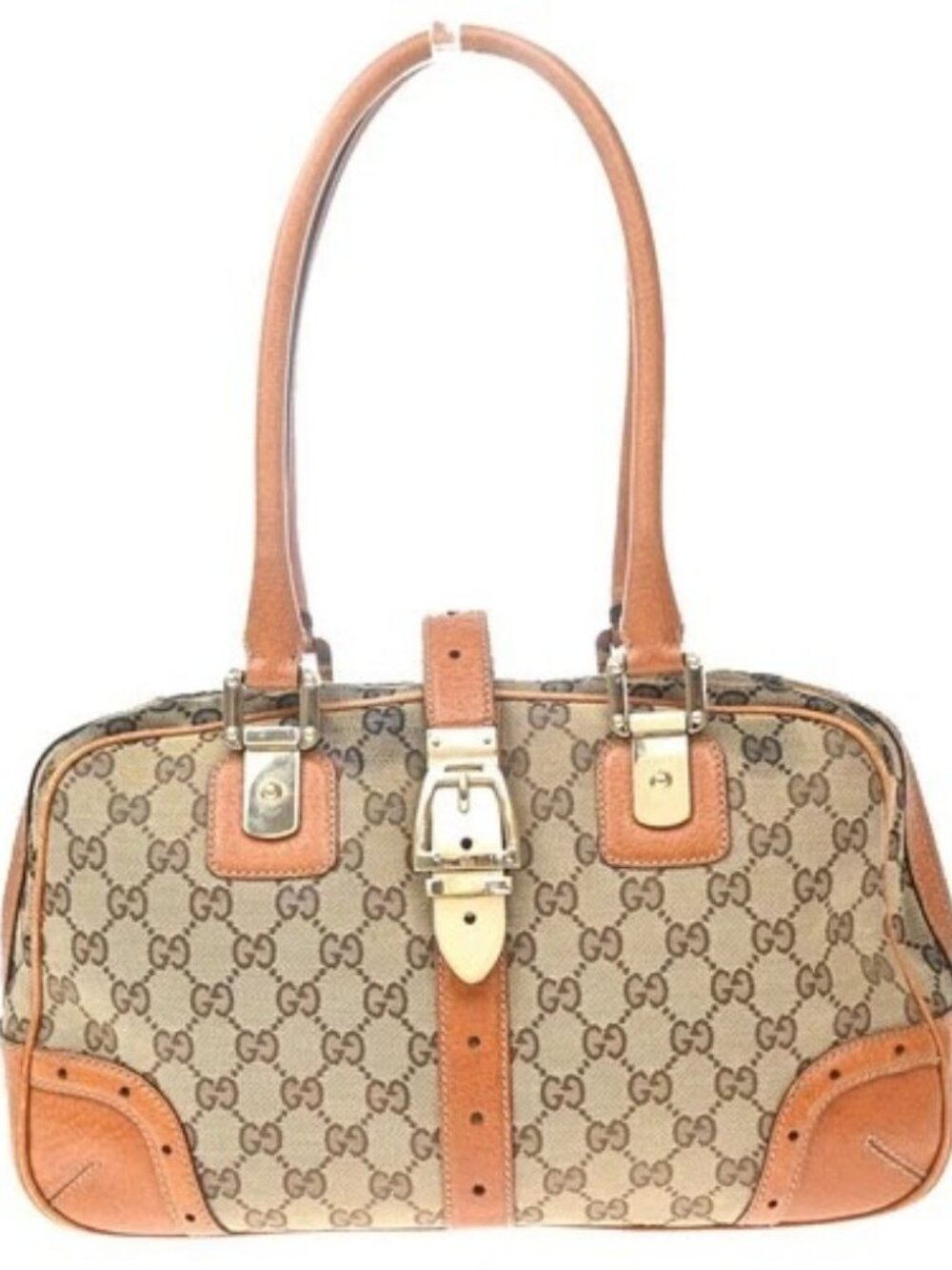 GUCCI GG Pattern Shoulder Tote Bag Canvas Leather Brown GHW Italy 80KD709